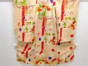 アンティーク　錦紗花車模様着物